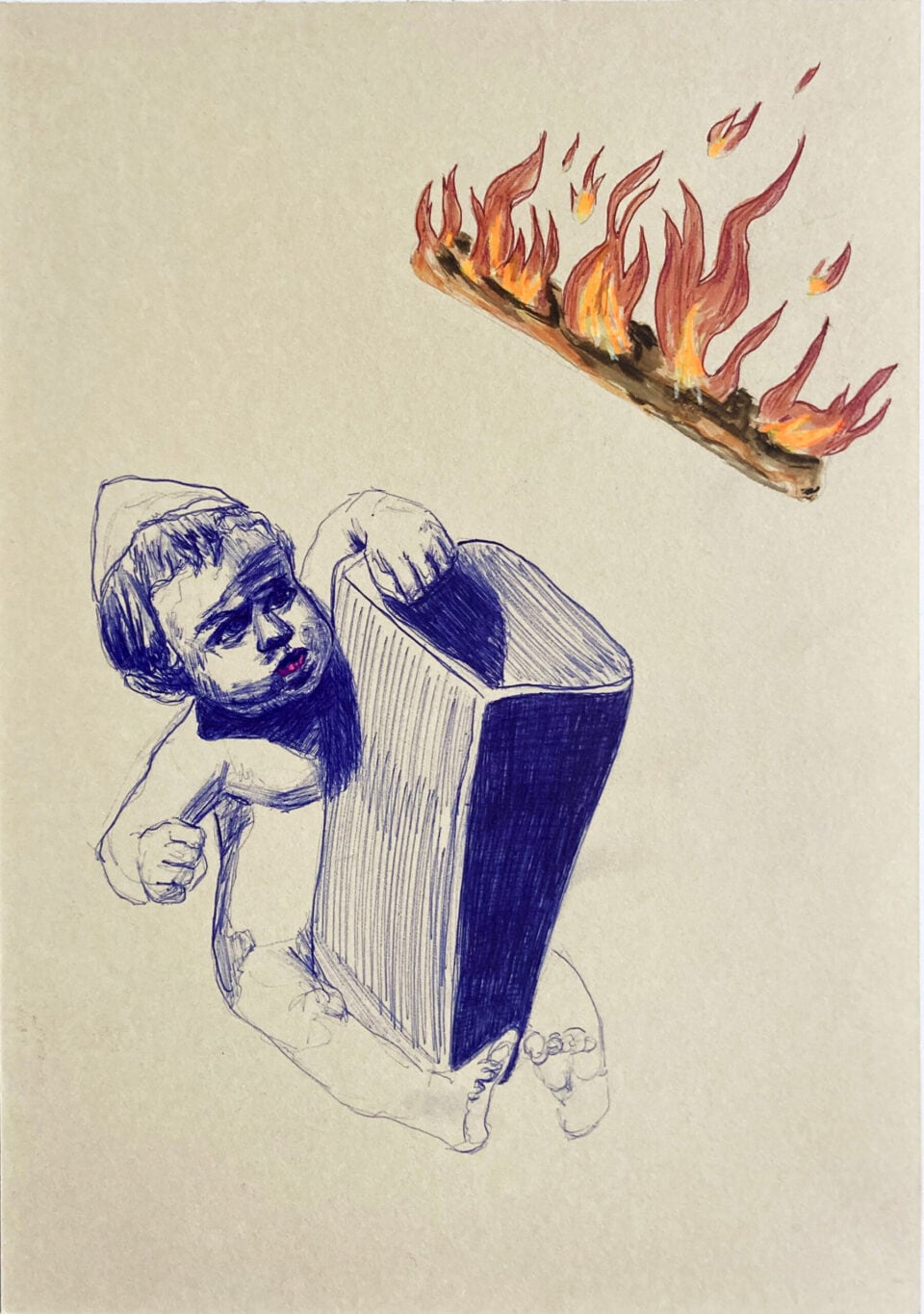 Chaudron, 29,7x21 cm, stylo à bille et aquarelle sur papier, 2023 