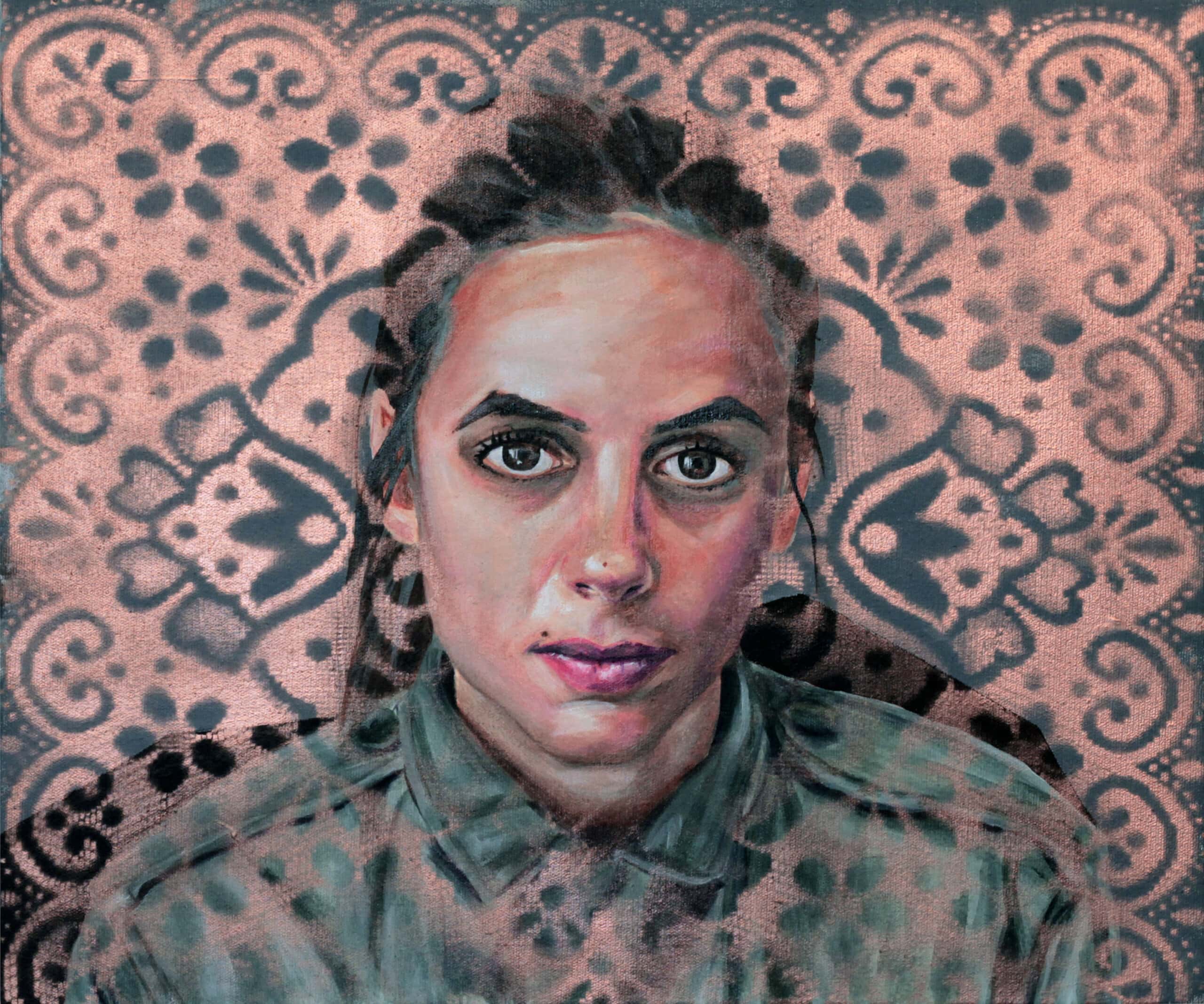 Portrait de Morgane, 50x60 cm, huile et aérosol sur toile, 2020 