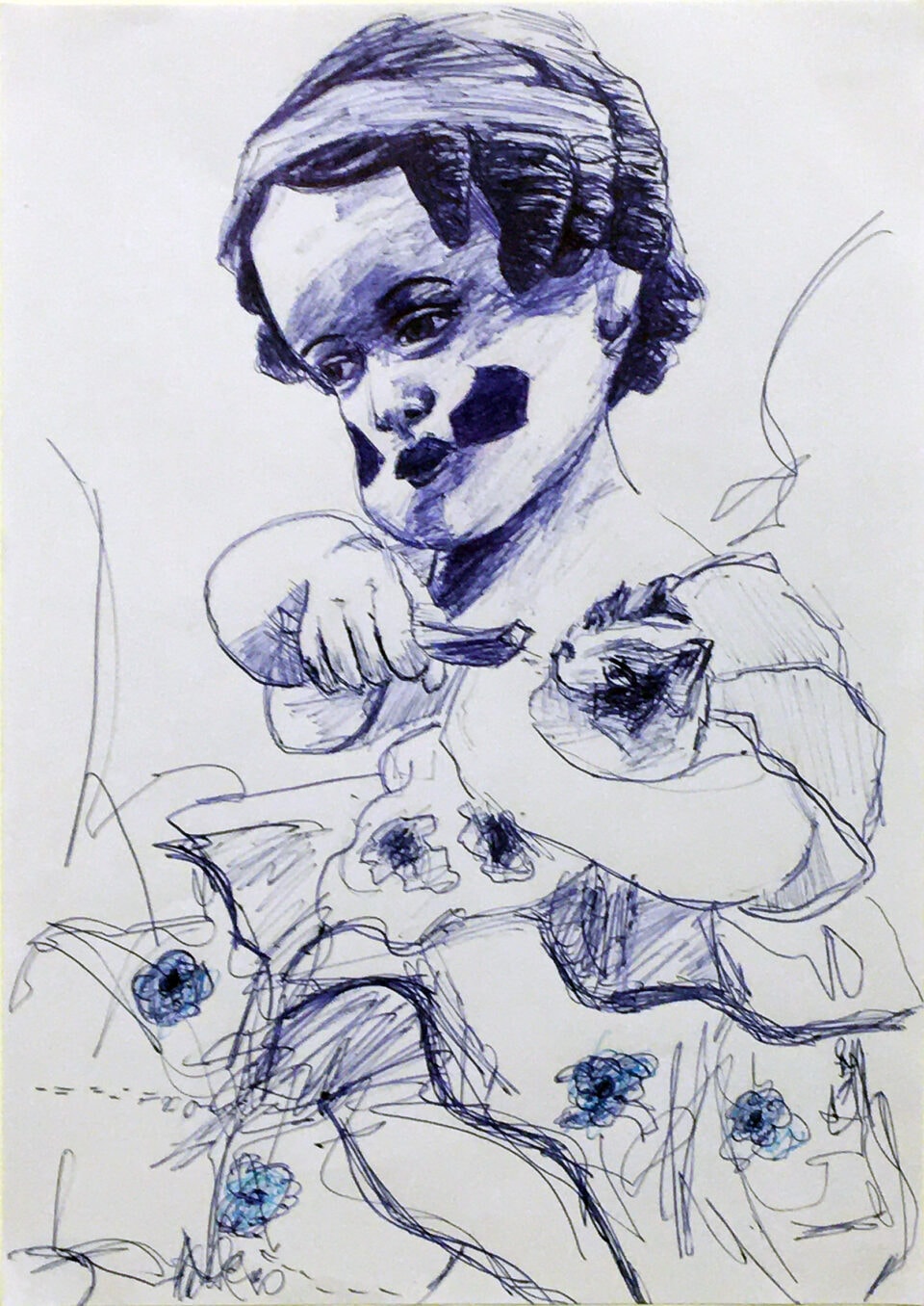 Poupée, 29,7x21 cm, stylo à bille sur papier, 2023 