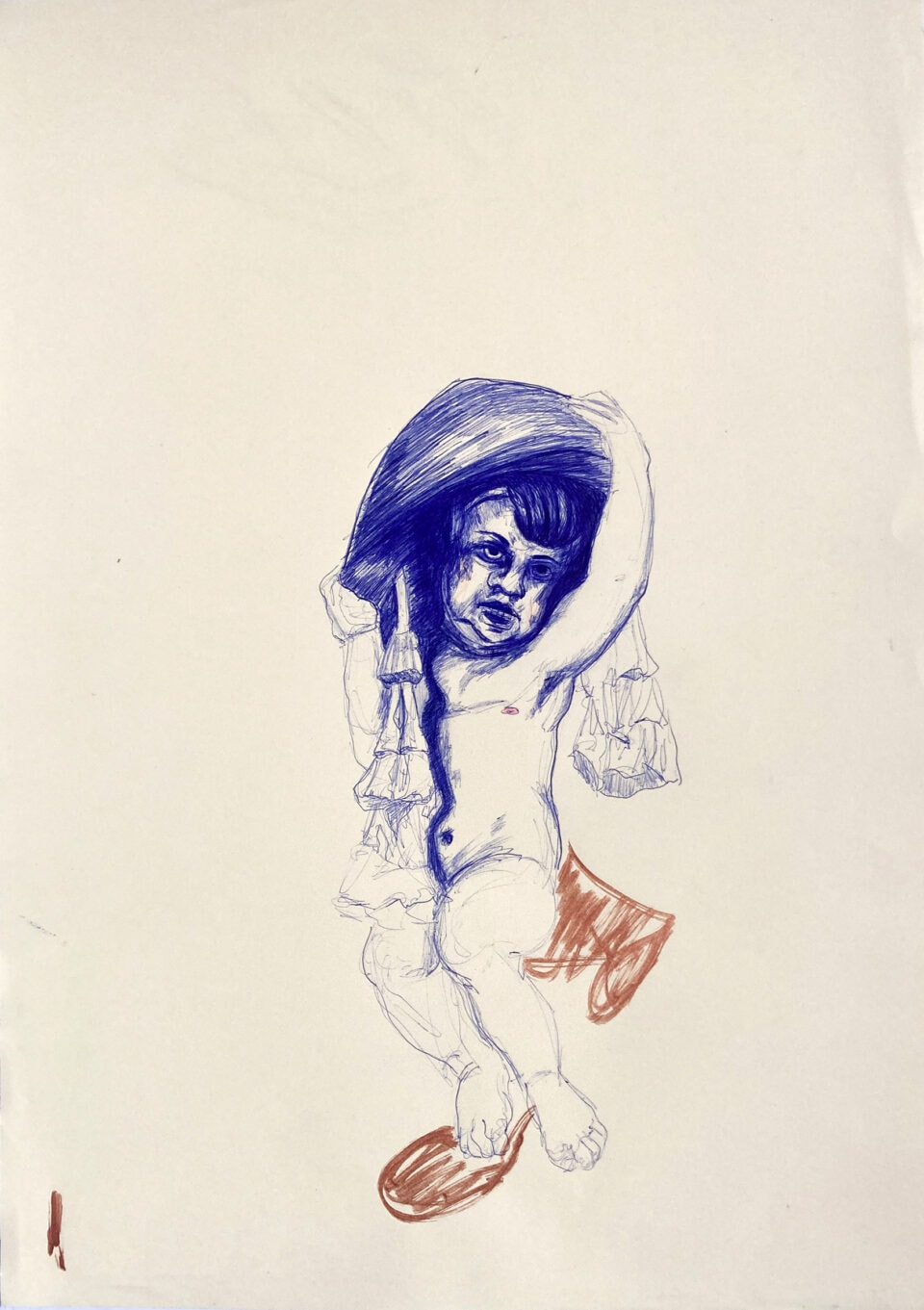 Putti, 42x29,7 cm, stylo à bille et feutre sur papier, 2023 
